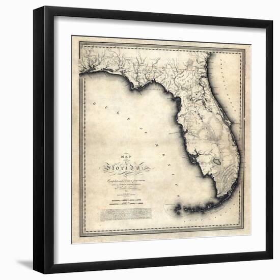 1823, Florida State Map, Florida, United States-null-Framed Giclee Print