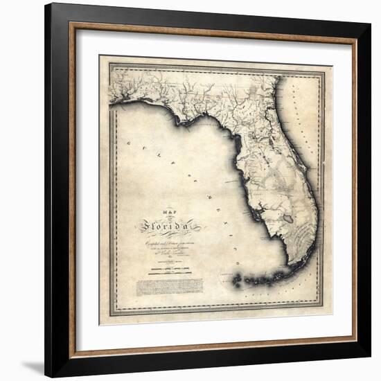 1823, Florida State Map, Florida, United States-null-Framed Giclee Print