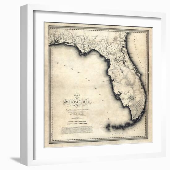 1823, Florida State Map, Florida, United States-null-Framed Giclee Print