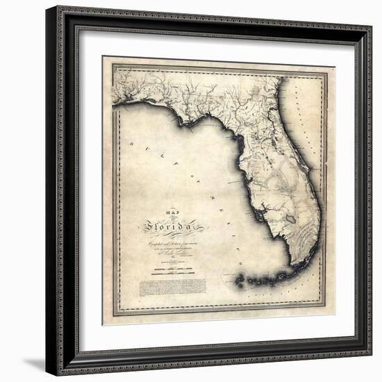 1823, Florida State Map, Florida, United States-null-Framed Giclee Print