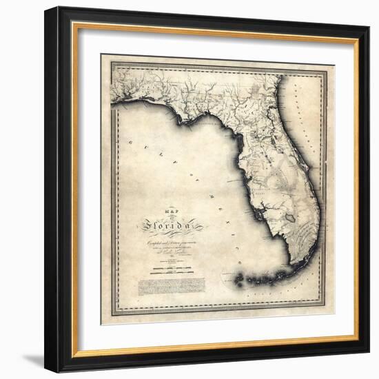 1823, Florida State Map, Florida, United States-null-Framed Giclee Print