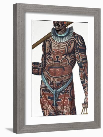 1827 Nukahiva Marquesas Tattooed Warrior-Paul Stewart-Framed Photographic Print