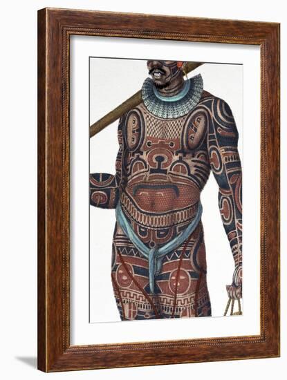 1827 Nukahiva Marquesas Tattooed Warrior-Paul Stewart-Framed Photographic Print