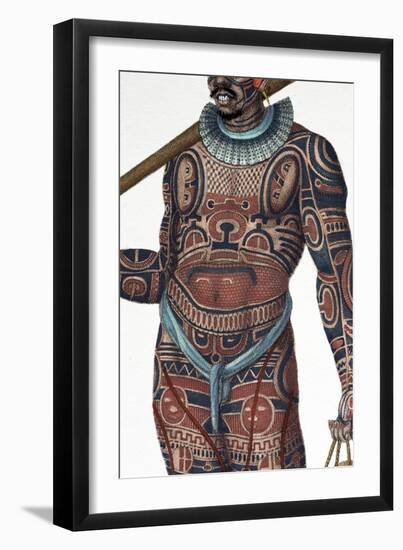 1827 Nukahiva Marquesas Tattooed Warrior-Paul Stewart-Framed Photographic Print