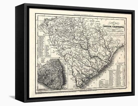 1833, South Carolina Railroad and Transport Map, South Carolina, United States-null-Framed Premier Image Canvas