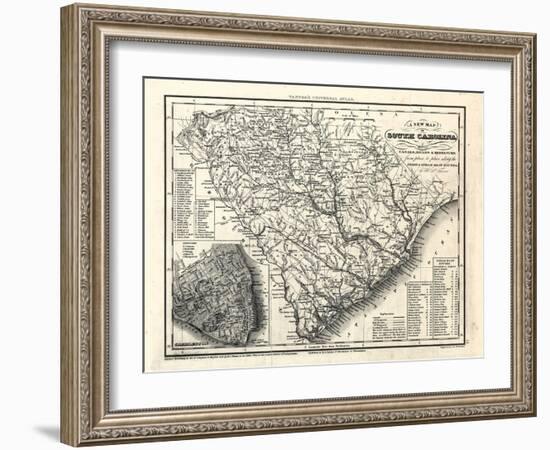 1833, South Carolina Railroad and Transport Map, South Carolina, United States-null-Framed Giclee Print
