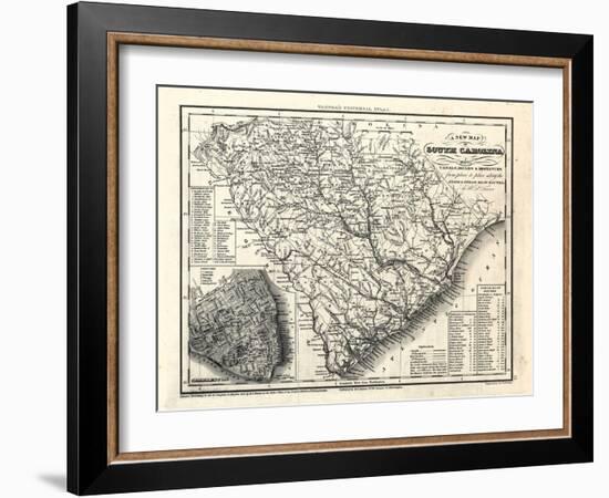 1833, South Carolina Railroad and Transport Map, South Carolina, United States-null-Framed Giclee Print