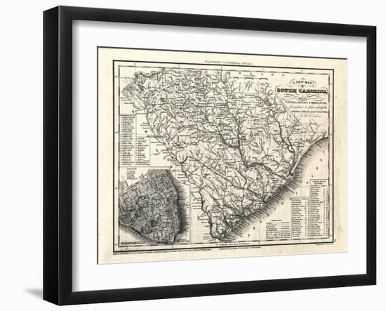 1833, South Carolina Railroad and Transport Map, South Carolina, United States-null-Framed Giclee Print