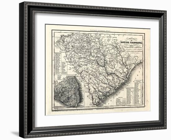 1833, South Carolina Railroad and Transport Map, South Carolina, United States-null-Framed Giclee Print