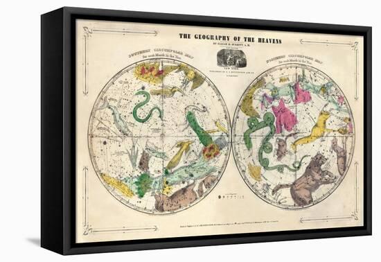 1835, Circumpolar Map Composite, Constellations-null-Framed Premier Image Canvas