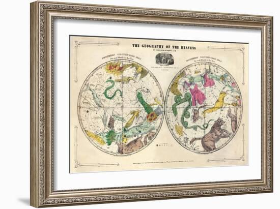 1835, Circumpolar Map Composite, Constellations-null-Framed Giclee Print