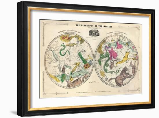 1835, Circumpolar Map Composite, Constellations-null-Framed Giclee Print