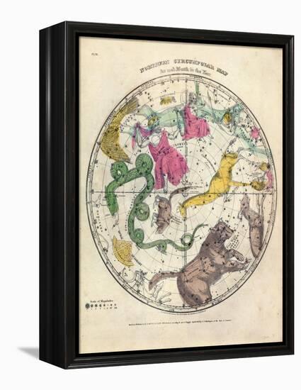 1835, Circumpolar Map Northern, Constellations-null-Framed Premier Image Canvas