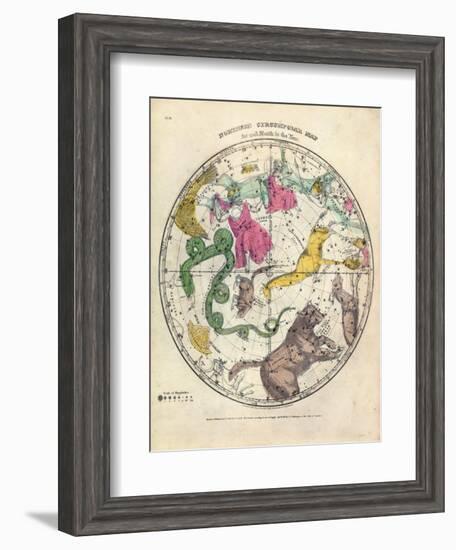 1835, Circumpolar Map Northern, Constellations-null-Framed Giclee Print