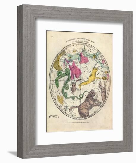 1835, Circumpolar Map Northern, Constellations-null-Framed Giclee Print