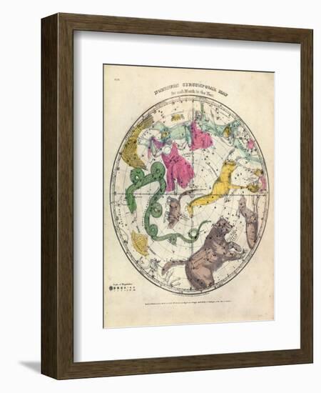 1835, Circumpolar Map Northern, Constellations-null-Framed Giclee Print