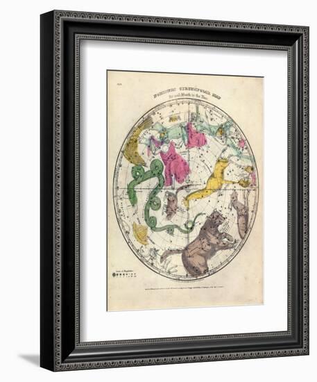 1835, Circumpolar Map Northern, Constellations-null-Framed Giclee Print