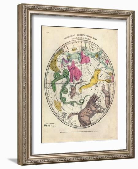 1835, Circumpolar Map Northern, Constellations-null-Framed Giclee Print