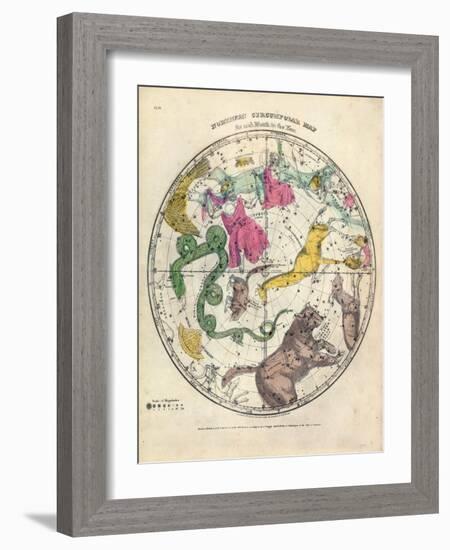 1835, Circumpolar Map Northern, Constellations-null-Framed Giclee Print