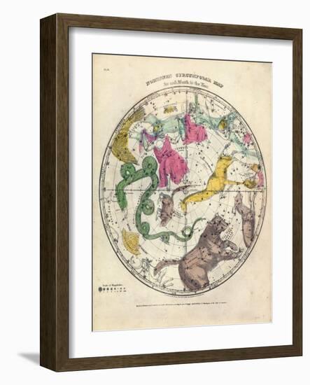 1835, Circumpolar Map Northern, Constellations-null-Framed Giclee Print