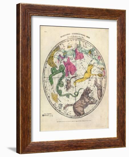 1835, Circumpolar Map Northern, Constellations-null-Framed Giclee Print