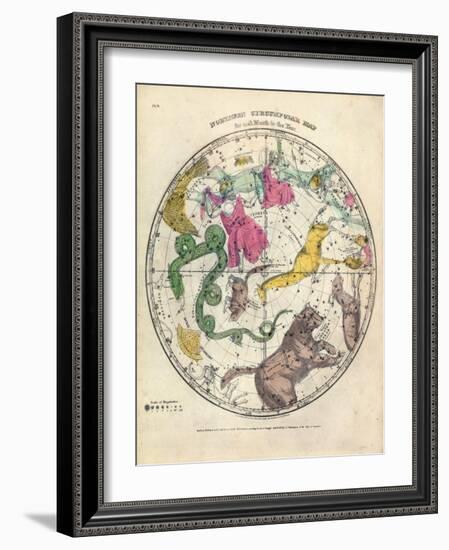 1835, Circumpolar Map Northern, Constellations-null-Framed Giclee Print