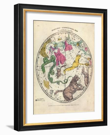 1835, Circumpolar Map Northern, Constellations-null-Framed Giclee Print