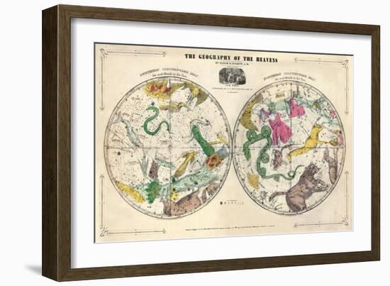 1835, Geography of the Heavens, Northern - Southern-null-Framed Premium Giclee Print