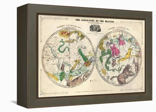 1835, Geography of the Heavens, Northern - Southern-null-Framed Premier Image Canvas