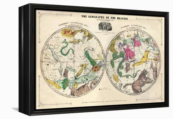 1835, Geography of the Heavens, Northern - Southern-null-Framed Premier Image Canvas