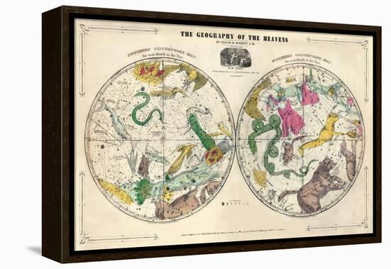 1835, Geography of the Heavens, Northern - Southern-null-Framed Premier Image Canvas