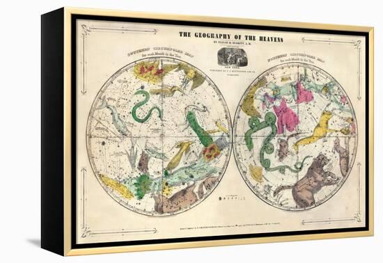 1835, Geography of the Heavens, Northern - Southern-null-Framed Premier Image Canvas