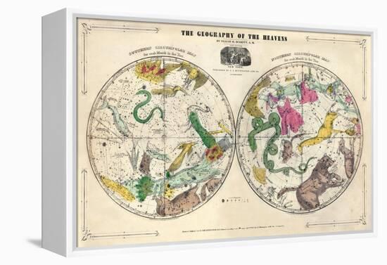 1835, Geography of the Heavens, Northern - Southern-null-Framed Premier Image Canvas