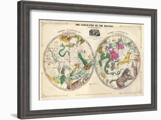 1835, Geography of the Heavens, Northern - Southern-null-Framed Giclee Print