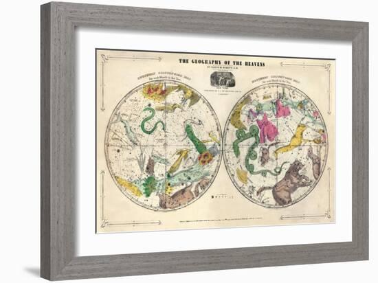 1835, Geography of the Heavens, Northern - Southern-null-Framed Giclee Print