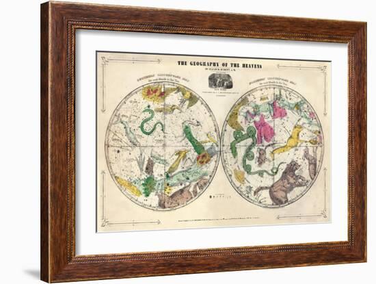 1835, Geography of the Heavens, Northern - Southern-null-Framed Giclee Print