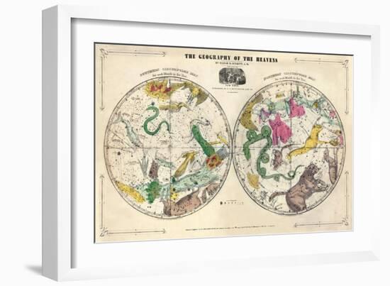 1835, Geography of the Heavens, Northern - Southern--Framed Giclee Print