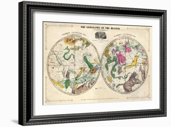 1835, Geography of the Heavens, Northern - Southern-null-Framed Giclee Print