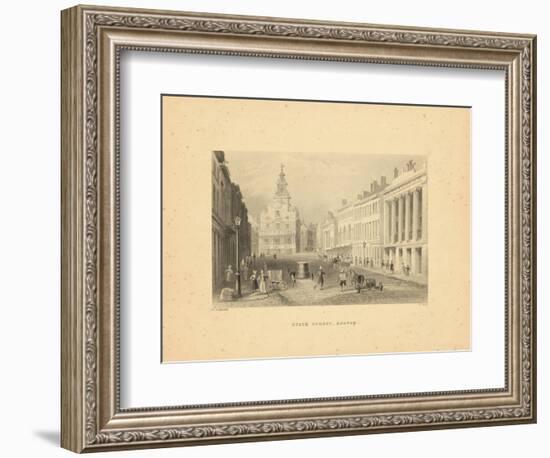 1840, Boston View of State Street, Massachusetts, United States-null-Framed Giclee Print