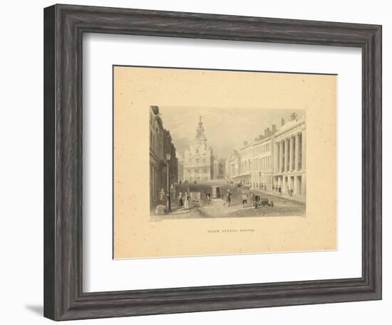 1840, Boston View of State Street, Massachusetts, United States-null-Framed Giclee Print