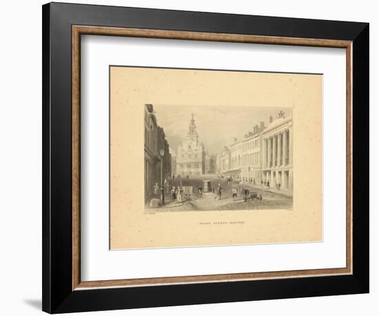 1840, Boston View of State Street, Massachusetts, United States-null-Framed Giclee Print