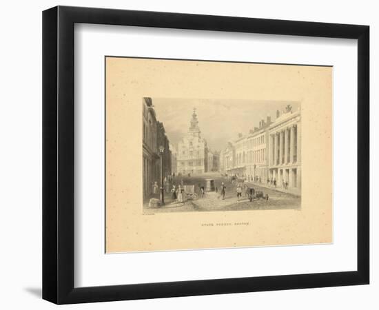 1840, Boston View of State Street, Massachusetts, United States-null-Framed Giclee Print