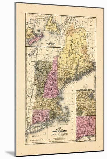 1844, New England, Connecticut, Maine, Massachusetts, New Hampshire, Rhode Island, Vermont-null-Mounted Giclee Print