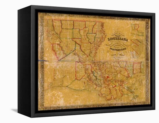 1848, Louisiana State Map with Landowner Names, Louisiana, United States-null-Framed Premier Image Canvas