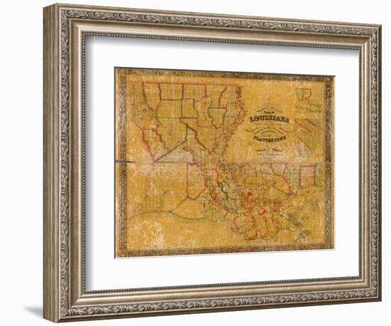 1848, Louisiana State Map with Landowner Names, Louisiana, United States-null-Framed Giclee Print