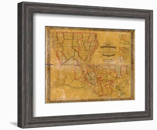 1848, Louisiana State Map with Landowner Names, Louisiana, United States-null-Framed Giclee Print