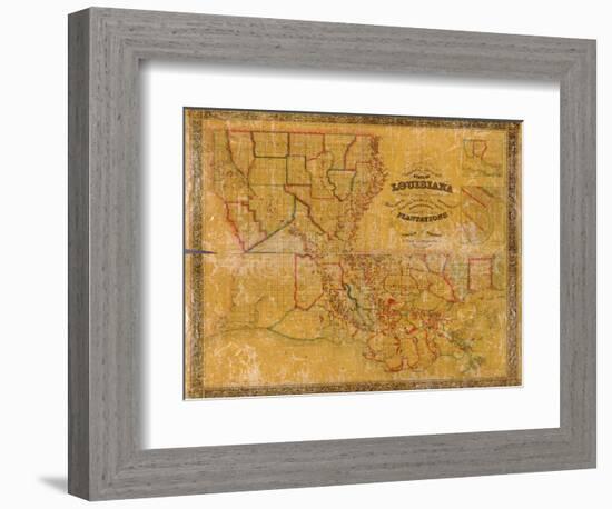 1848, Louisiana State Map with Landowner Names, Louisiana, United States-null-Framed Giclee Print