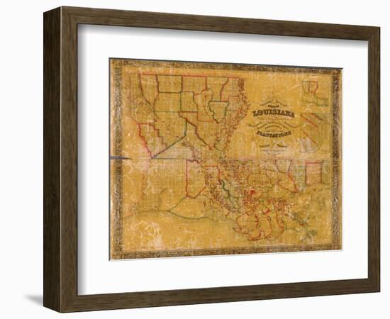 1848, Louisiana State Map with Landowner Names, Louisiana, United States-null-Framed Giclee Print