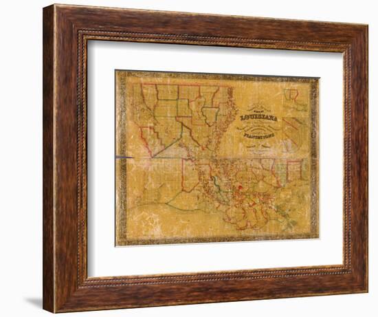 1848, Louisiana State Map with Landowner Names, Louisiana, United States-null-Framed Giclee Print