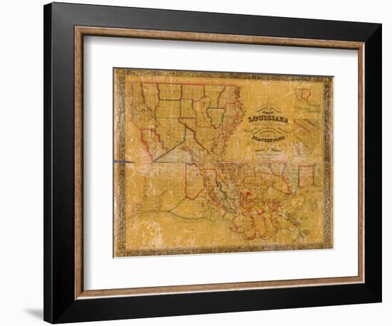 1848, Louisiana State Map with Landowner Names, Louisiana, United States-null-Framed Giclee Print